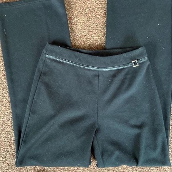NEW York & Company stretch slacks with faux leather trim and buckle. Petite pant - Picture 1 of 7